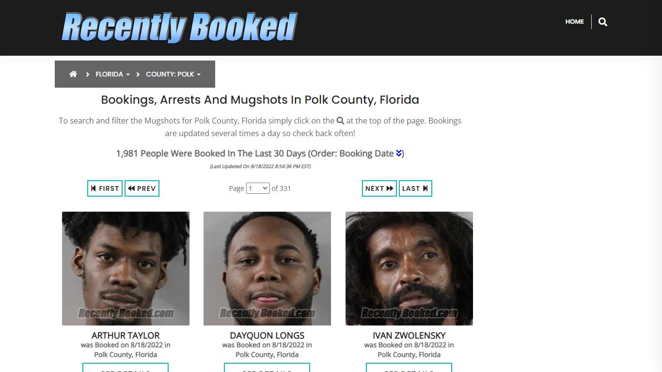 Recent bookings, Arrests, Mugshots in Polk County, Florida