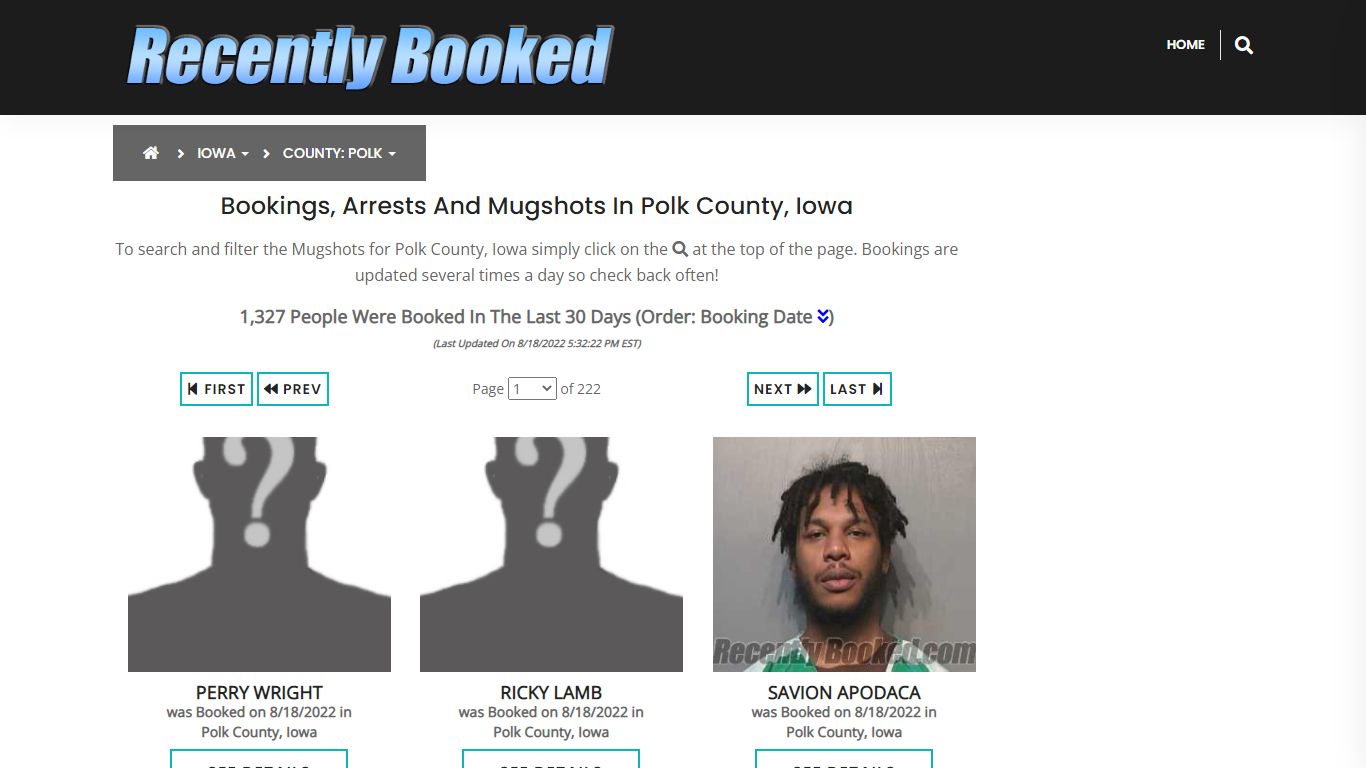 Recent bookings, Arrests, Mugshots in Polk County, Iowa - Recently Booked