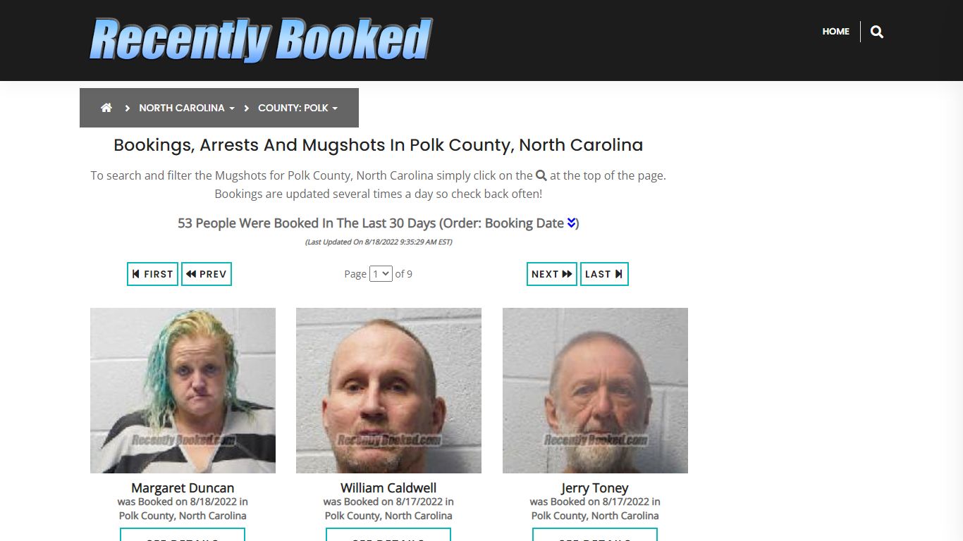 Bookings, Arrests and Mugshots in Polk County, North Carolina